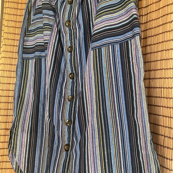 Mod-O-Doc Women's Stripe Button Front Peasant Skirt, Navy. XL - Picture 3 of 16